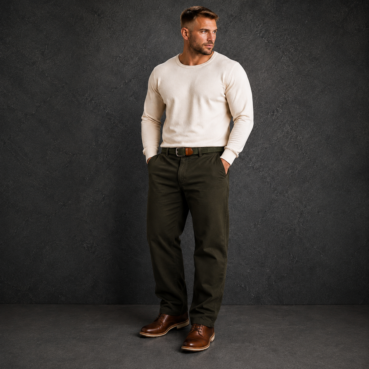 Pantalón con Cinturón Verde
