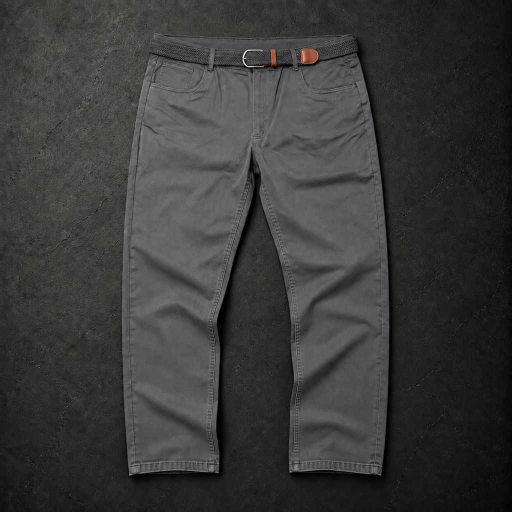 Pantalón Gris con Cinturón